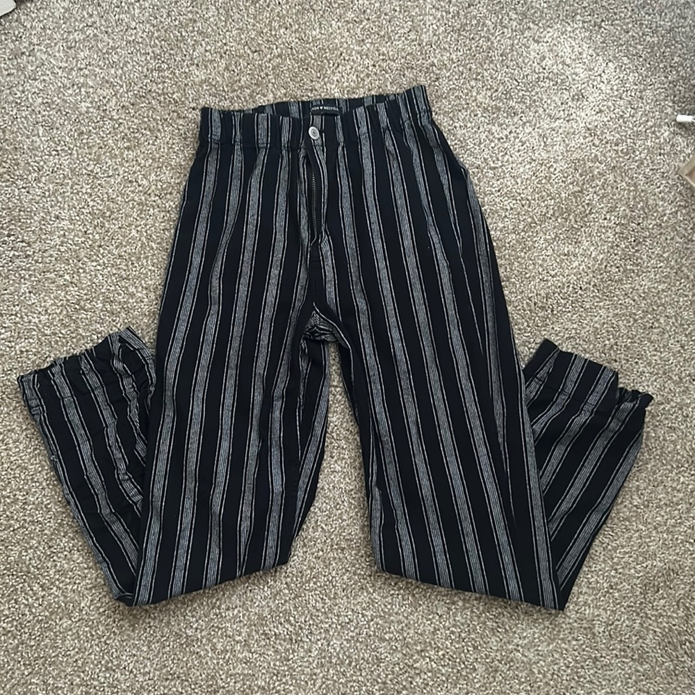 Brandy Melville Black with White Stripe Pants: One Size